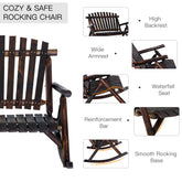 Classic Wooden High - Back Rocker, Carbonized For Garden Serenity & Relaxation, Durable Outdoor Furniture - Serenity Spaces