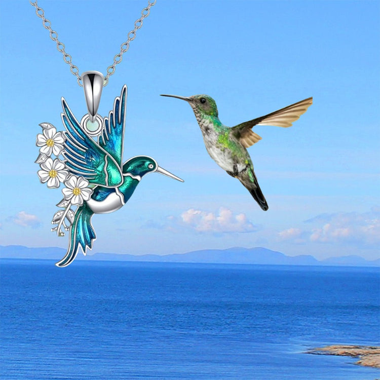 Hummingbird Pendant Necklace Eardrop Set - Serenity Spaces