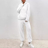 Winter Plush Pajama Set Fashion Casual Hooded Top and Elastic Band Pants Warm Set - Serenity Spaces