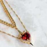 Gothic Punk One Arrow Through The Heart Creative Two Color Couple Necklace Red Rhinestone Heart Dagger Necklace Good Friend Gift Fashion Jewelry - Serenity Spaces