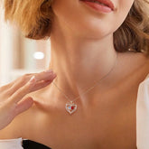 S925 Silver Double Love Necklace With Rhinestones Fashion Personality Heart - shaped Necklace Valentine&