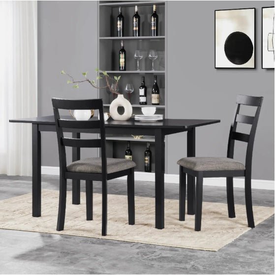 59 Extendable Dining Table, Modern House Dining Room Table For 4 - 8, Wooden Kitchen Table , Dining Room, Working Office, Home Living Room Furniture For Small Space, Black - Serenity Spaces