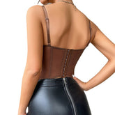 Women Tanks Lace Spaghetti Strap Top Summer Sleeveless Tops Open Back Bone Corset Bustier Sexy Slim Lingerie Bodyshaper Camisole - Serenity Spaces