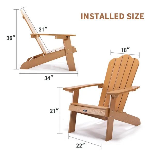 TALE Adirondack Chair Backyard Outdoor Furniture Painted Seating With Cup Holder All - Weather And Fade - Resistant Plastic Wood For Lawn Patio - Serenity Spaces