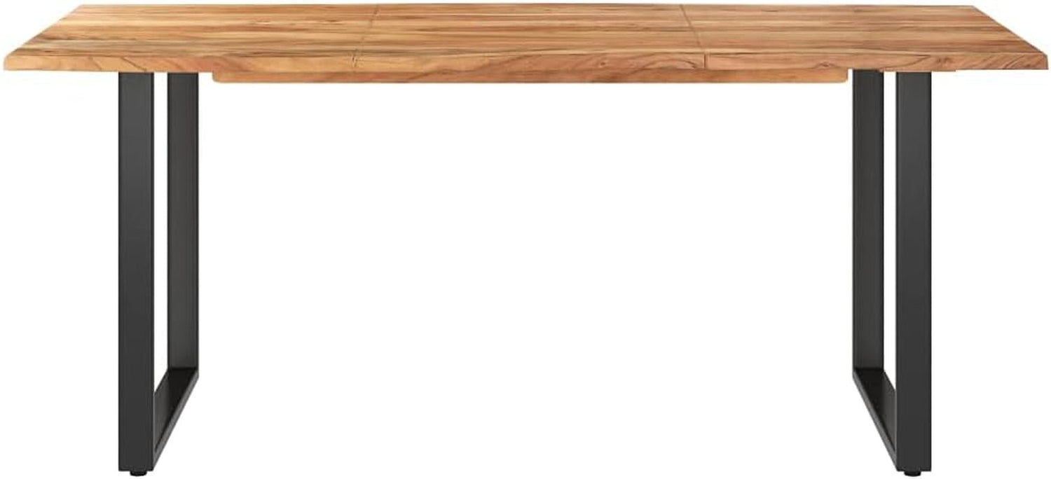 Dining Table with Solid Acacia Wood Table Top and Metal Black Table Leg for Kitchen,Dining Room Home Furniture 70.9"X35.4"X29.9"(Lxwxh) - Serenity Spaces