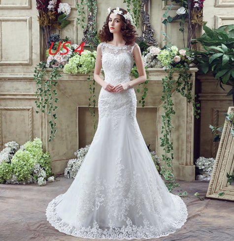 Bride Trailing Wedding Dress Sexy Lace Mermaid Wedding Dress - Serenity Spaces