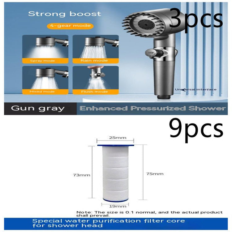 The Third Gear Adjustable Strong Supercharged Shower Head Household Bath Shower Hose Shower Head - Serenity Spaces