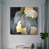 Handmade Oil Painting Canvas Wall Art Decoration Modern Light Luxury Golden Portrait Abstract Home Living Room Decor Rolled Frameless Unstretched Painting - Serenity Spaces