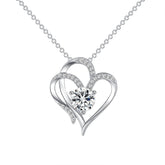 Zircon Double Love Necklace With Rhinestones Ins Personalized Heart - shaped Necklace Clavicle Chain Jewelry For Women Valentine&