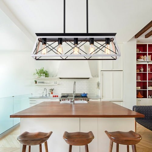 5 Lamps Farmhouse Chandelier Dining Room White - No Bulbs Unavailable Platform - Temu - Serenity Spaces