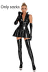 Patent PU Leather Mirror Lingerie Women Tight One Piece Dress - Serenity Spaces