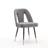 AA Furniture,Akoya Collection Modern Contemporary Velvet Upholstered Dining Chair With Nailheads And Gold Tipped Black Metal Legs Gray Set Of 2 - Serenity Spaces