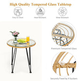3 Pieces Rattan Furniture Set With Cushioned Chair Table - Serenity Spaces