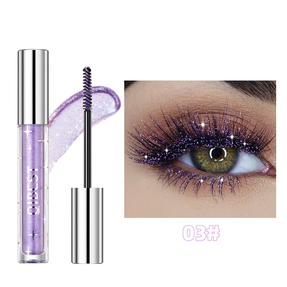 Violet Glitter Lash Mascara Diamond Mascara Thick Shiny Eyelash Curling Extension Makeup Waterproof Fast Dry Sequins Eye Black - Serenity Spaces