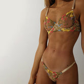 Lace Stitching Sexy Lace - up Lingerie Two - piece Set - Serenity Spaces