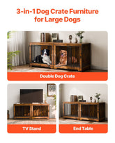 Dog Crate Furniture 75 In Indoor Wooden Dog Kennel With Divider And Tray - Serenity Spaces