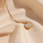 High - grade Love Light Luxury Pendant Jewelry Stainless Steel 18k Gold Plating Vintage Shell Love Necklace - Serenity Spaces