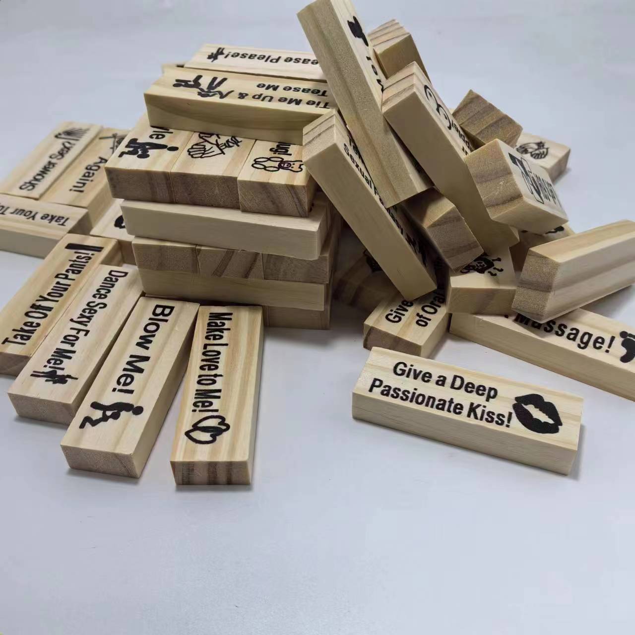 Couple Game Night Intimacy Block Tower Jenga Game Valentine Tumbling Tower Stacking Blocks Game Party Interactive Games 18 - Serenity Spaces