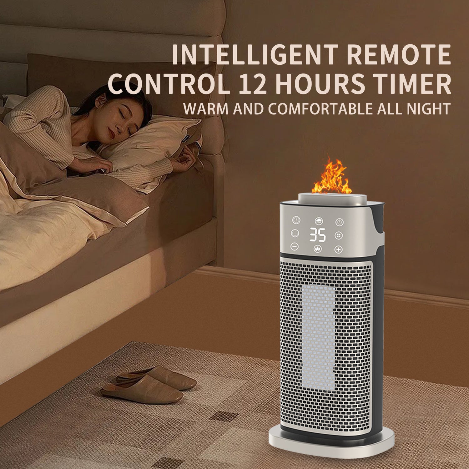 Desktop Warm Air Blower 3D Flame Humidifying Heater - Serenity Spaces