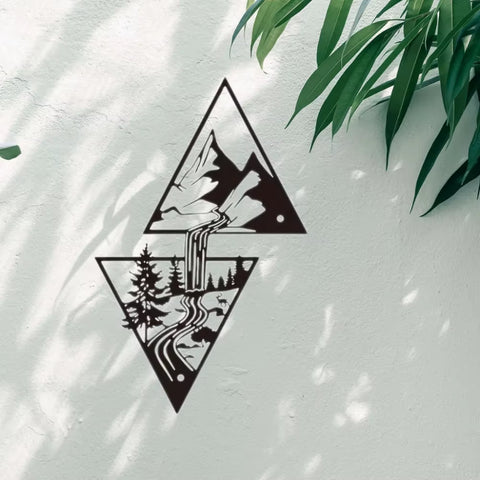 Mountain Wall Art, Mountain Waterfall Metal Wall Art Home Decor, Metal Wall Art, Home Decor Modern Art Wall Ornaments Artwork