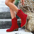 Pointed Toe Western Boots Fashion Retro Embroidered Chunky Square - heeled Mid - calf Boot For Women - Serenity Spaces