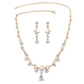 Rhinestone Pearl Earrings And Necklace Set Women - Serenity Spaces