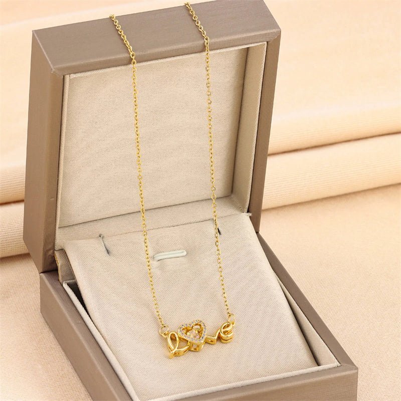 Valentines Day Gift New Titanium Steel Necklace Fashion New Love Smart Necklace Female Clavicle Chain Fashion Jewelry Woman - Serenity Spaces