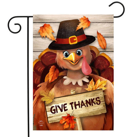 Thankful Turkey Thanksgiving Garden Flag