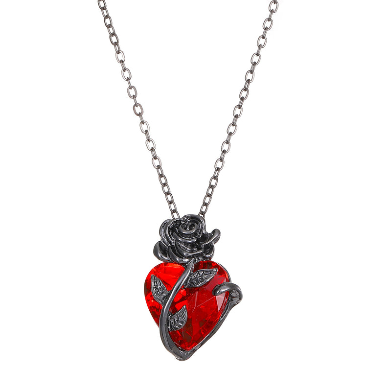 Punk Rose Love Necklace Fashion Personality Heart - shaped Clavicle Chain Pendant Necklace For Valentine&