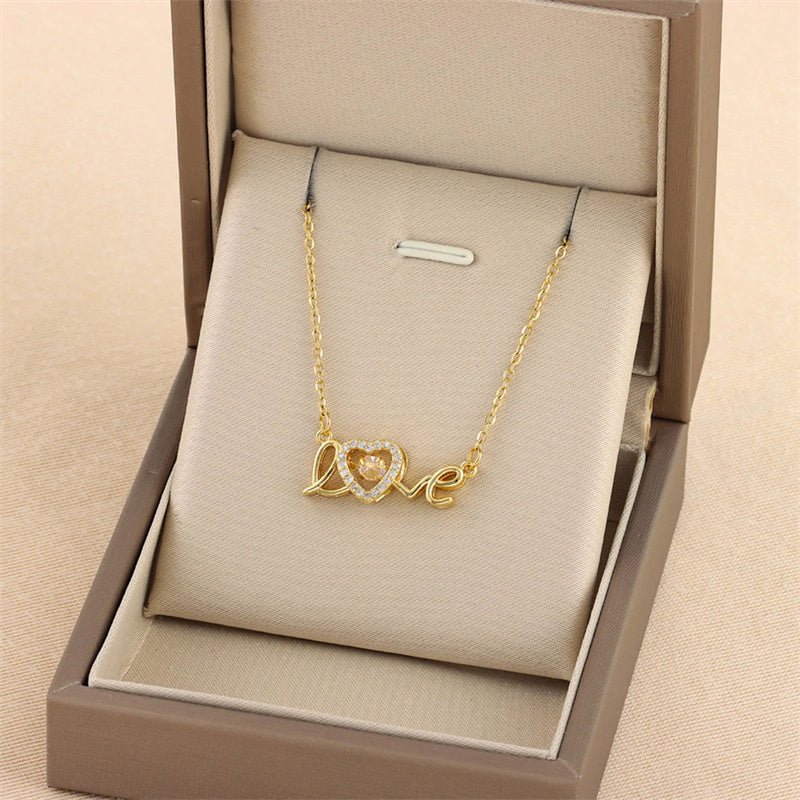 Valentines Day Gift New Titanium Steel Necklace Fashion New Love Smart Necklace Female Clavicle Chain Fashion Jewelry Woman - Serenity Spaces