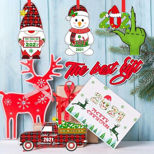 2021 Christmas Tree Ornaments,  4 Pack Christmas Ornaments 2021 Christmas Tree Decor 2021 Christmas Home Ornaments 2021 Christmas Holiday Decor 2021 Christmas Decorations - Gifts for Christmas