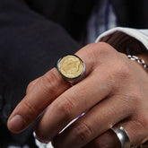 Christian Order Of St. Benedict In Titanium And Bronze Ring - Serenity Spaces