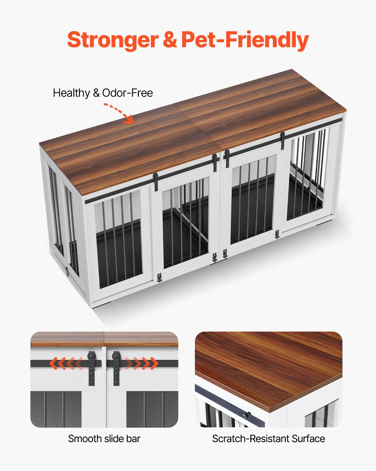 Dog Crate Furniture 72 In Indoor Wooden Dog Kennel With Tray Heavy Duty - Serenity Spaces