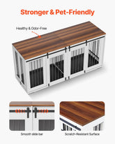 Dog Crate Furniture 72 In Indoor Wooden Dog Kennel With Tray Heavy Duty - Serenity Spaces
