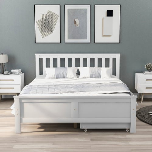 Wooden Solid White Pine Storage Bed With Drawers Bed Furniture Frame For Adults, Kids, Teenagers 4ft6 Double White 190x135cm - Serenity Spaces