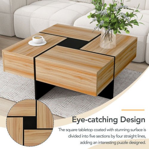 Unique Design Coffee Table With 4 Hidden Storage Compartments - Serenity Spaces