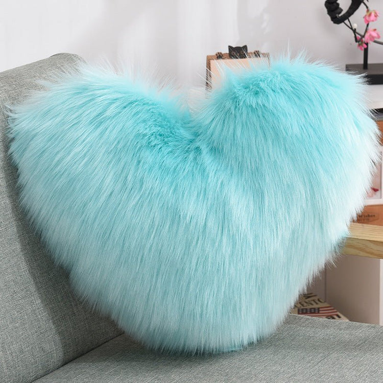 Throw Pillows Heart Shape Long Plush Fluffy Shaggy Cushion Cover Sofa Cushions Decorative Pillow Covers Pillowcase White - Serenity Spaces