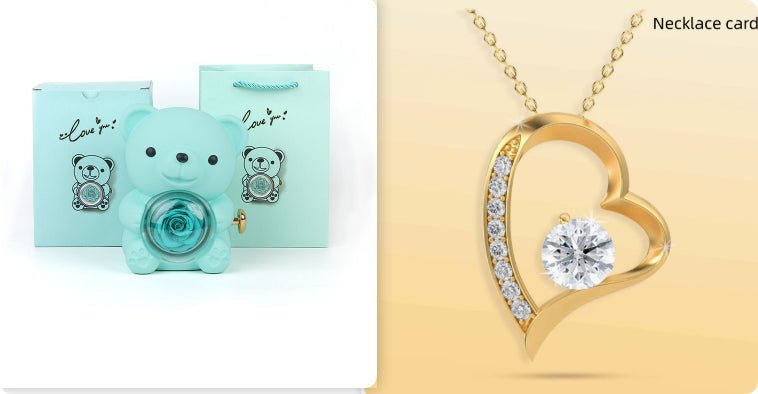 Rotating Bear Gift Box Rose Jewelry Box - Serenity Spaces