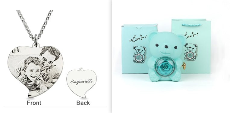 Rotating Bear Gift Box Rose Jewelry Box - Serenity Spaces
