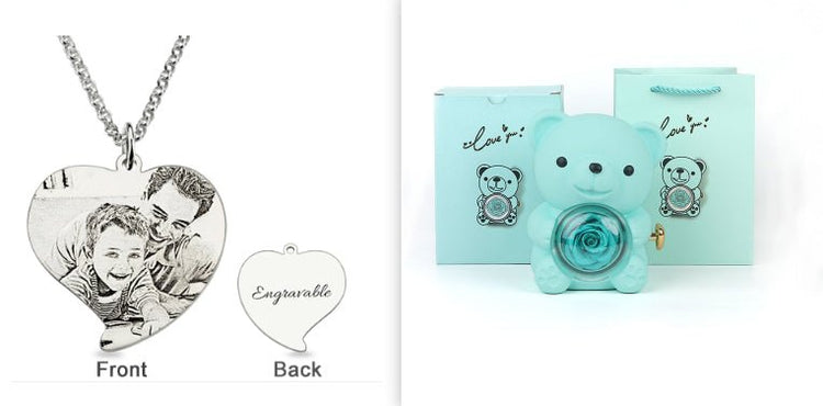 Rotating Bear Gift Box Rose Jewelry Box - Serenity Spaces