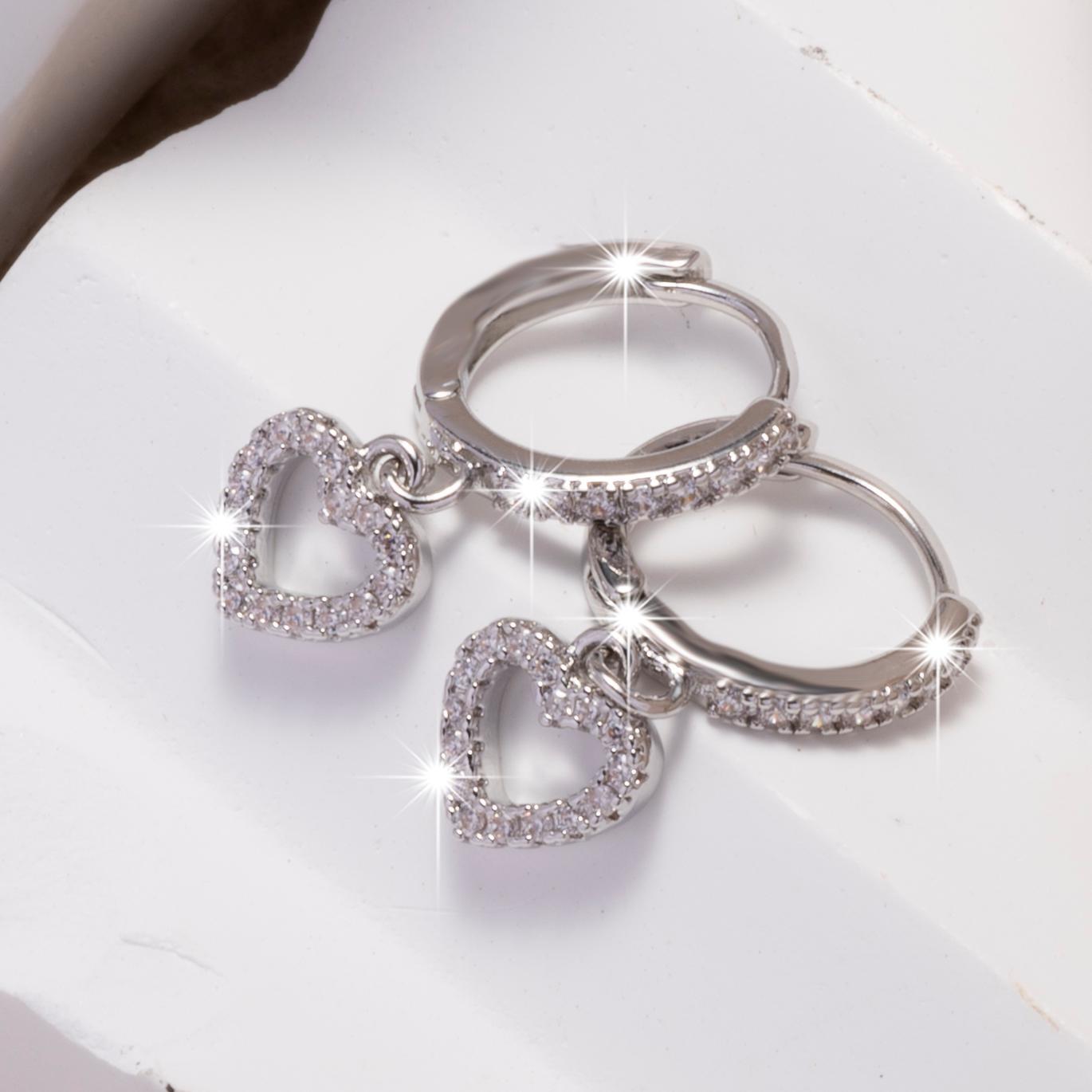 Retro Heart - shaped Pendant Ring Zircon Earrings Simple Style Pendant - Serenity Spaces