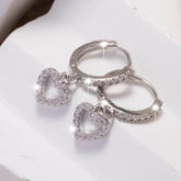 Retro Heart - shaped Pendant Ring Zircon Earrings Simple Style Pendant - Serenity Spaces