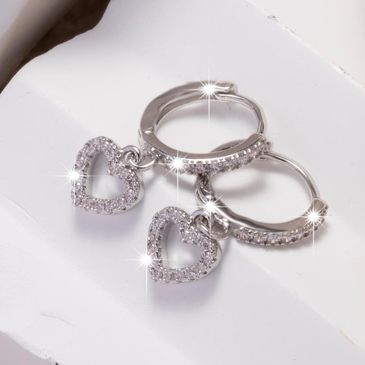 Retro Heart - shaped Pendant Ring Zircon Earrings Simple Style Pendant - Serenity Spaces