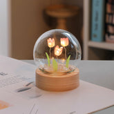 Artificial Tulip Flower Night Light Ornaments Handmade DIY Bedside Lamp LED Night Lamp Bedroom Decor Birthday Gifts Table Lamp - Serenity Spaces