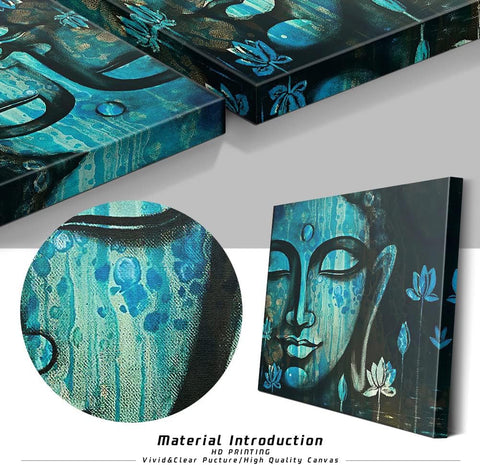 Buddha Wall Art Buddah Decoration Wall Decor Budha Decoration Home Meditation Room Decor Buddha Head Painting Zen Canvas Wall Art for Bedroom Livingroom Office Home Decoration 20X20Inch