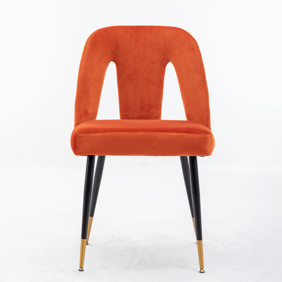 A A Furniture Akoya Collection Modern Contemporary Velvet Upholstered Dining Chair With Nailheads And Gold Tipped Black Metal Legs Orang Set Of 2 - Serenity Spaces