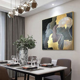 Handmade Oil Painting Canvas Wall Art Decoration Modern Light Luxury Golden Portrait Abstract Home Living Room Decor Rolled Frameless Unstretched Painting - Serenity Spaces