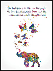 Elephant Wall Art Elephant Pictures for Wall Elephant and Butterfly Poster Motivational Quote Elephant Print Wall Art for Living Room Elephant Family Illustration Art Painting 16*24 Inches No Frame