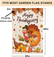 Thanksgiving Flag, Thanksgiving Flags 28X40 Double Sided, Burlap Thanksgiving House Flag, Happy Thanksgiving Flags for Outdoors, Funny Thanksgiving Turkey Flag, Thanksgiving Flag