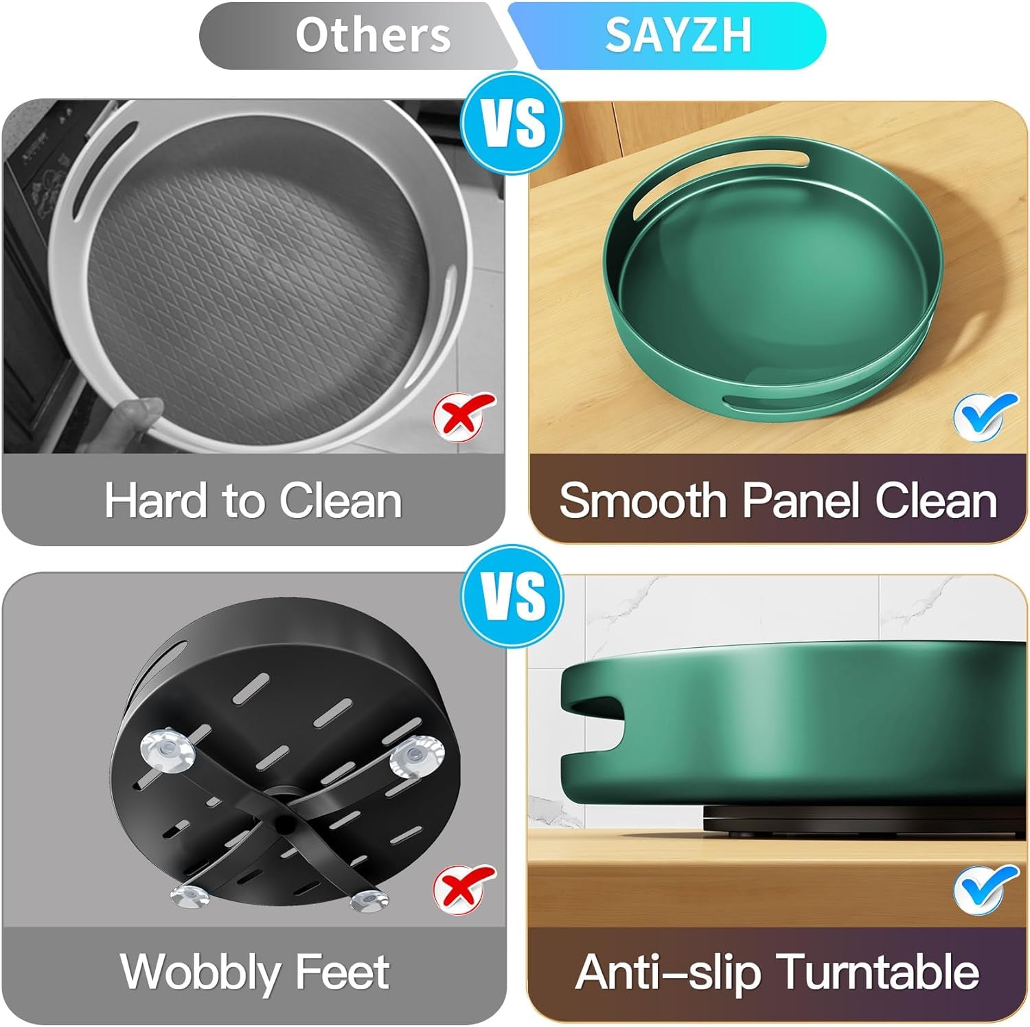 Lazy Susan Organizer Metal Steel Turntable, Rotating Spice Racks for Pantry Cabinet Cupboard Organizer Table 10 Inch Dark Green - Serenity Spaces